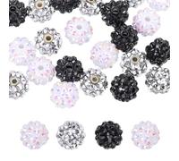 PATIKIL 12mm Resin Rhinestone Beads for Beadable Pen, 30 Pack Ball Disco Sparkly Chunk Round Bubblegum Beads for Beadable Keychain Jewelry Making, White/Black/Silver