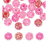 PATIKIL 12mm Resin Rhinestone Beads for Beadable Pen, 30 Pack Ball Disco Sparkly Chunk Round Bubblegum Beads for Beadable Keychain Jewelry Making, Dark Pink/Rose Red/Red