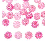 PATIKIL 12mm Resin Rhinestone Beads for Beadable Pen, 30 Pack Ball Disco Sparkly Chunk Round Bubblegum Beads for Beadable Keychain Jewelry Making, Light Pink/Dark Pink/Red