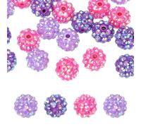 PATIKIL 12mm Resin Rhinestone Beads for Beadable Pen, 30 Pack Ball Disco Sparkly Chunk Round Bubblegum Beads for Beadable Keychain Jewelry Making, Light Purple/Dark Purple/Sparkle Rose Red