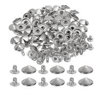 PATIKIL 12mm Spike Rivets, 100 Sets Round Studs Rivet Rapid Punk Spikes Leathercraft Decoration for Rock Nailheads Clothing Belts Bags Shoes, Silver Tone
