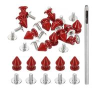 PATIKIL 12mm Studs for Clothing, 12 Sets Spikes for Clothes Studs and Spikes Leather Rivets Metal Cone Punk Spikes Screw Posts with Hole Puncher for Leather Jacket Fabric, Dark Red