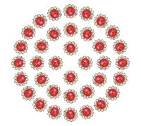 PATIKIL 12mm Sunflower Pearl Sew on Rhinestones, 200 Pcs Rhinestone Sequin Embellishments Crystal Glass Metal Base Flower Claw Rhinestones for Bedazzling Crafting Clothes, Red