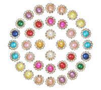 PATIKIL 12mm Sunflower Pearl Sew on Rhinestones, 200 Pcs Rhinestone Sequin Embellishments Crystal Glass Metal Base Flower Claw Rhinestones for Bedazzling Crafting Clothes, 10 Color