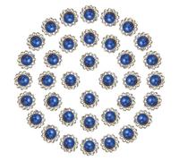 PATIKIL 12mm Sunflower Pearl Sew on Rhinestones, 200 Pcs Rhinestone Sequin Embellishments Crystal Glass Metal Base Flower Claw Rhinestones for Bedazzling Crafting Clothes, Sapphire Blue