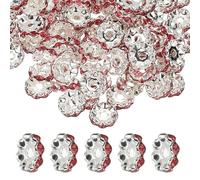 PATIKIL 12mm Wavy Rhinestone Spacer Beads, 100Pack Loose Jewelry Making Spacers Beadable Rondelle Diamond Beads DIY Bracelets Pen Silver Plated for Craft Supplies Decor, Dark Pink