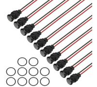 PATIKIL 12mm White Signal Indicator Lights, 10 Pack AC/DC 12-24V Panel Mount Waterproof Warning Lamps for Industrial Electrical Car Motorcycles Boats Directional Dash Light, Black
