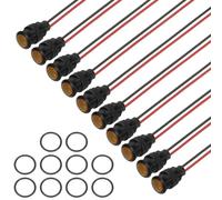 PATIKIL 12mm Yellow Signal Indicator Lights, 10 Pack AC/DC 12-24V Panel Mount Waterproof Warning Lamps for Industrial Electrical Car Motorcycles Boats Directional Dash Light, Black
