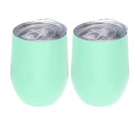 PATIKIL 12oz Sublimation Blanks Glitter Wine Tumbler Mugs, 2 Pcs Stainless Steel Double Wall Insulated Sublimation Cups with Lid for Wine Coffee Cocktails, Green