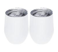PATIKIL 12oz Sublimation Blanks Glitter Wine Tumbler Mugs, 2 Pcs Stainless Steel Double Wall Insulated Sublimation Cups with Lid for Wine Coffee Cocktails, White