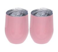 PATIKIL 12oz Sublimation Blanks Glitter Wine Tumbler Mugs, 2 Pcs Stainless Steel Double Wall Insulated Sublimation Cups with Lid for Wine Coffee Cocktails, Pink