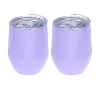 PATIKIL 12oz Sublimation Blanks Glitter Wine Tumbler Mugs, 2 Pcs Stainless Steel Double Wall Insulated Sublimation Cups with Lid for Wine Coffee Cocktails, Purple