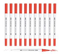 PATIKIL 12Pack Dual Brush Markers, Bright Red Watercolor Fine and Brush Tips Pens Colored Marker Calligraphy Coloring Art Supplies Set for Coloring Book Illustration Sketching Journaling
