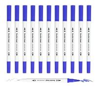 PATIKIL 12Pack Dual Brush Markers, Dark Blue Watercolor Fine and Brush Tips Pens Colored Marker Calligraphy Coloring Art Supplies Set for Coloring Book Illustration Sketching Journaling