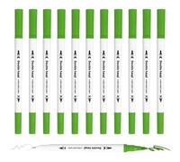 PATIKIL 12Pack Dual Brush Markers, Light Green Watercolor Fine and Brush Tips Pens Colored Marker Calligraphy Coloring Art Supplies Set for Coloring Book Illustration Sketching Journaling
