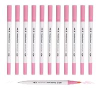 PATIKIL 12Pack Dual Brush Markers, Neon Pink Watercolor Fine and Brush Tips Pens Colored Marker Calligraphy Coloring Art Supplies Set for Coloring Book Illustration Sketching Journaling