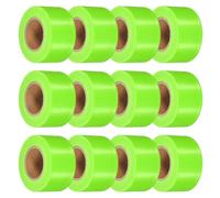 PATIKIL 12Pack Flourescent Green Flagging Tape, 1.5" x 150 ft Non-Adhesive PVC Neon Ribbon Marking Roll Survey Tape for Tree Marking, Trail Marking