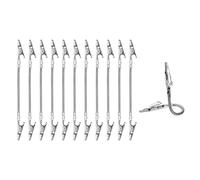 PATIKIL 12Pcs Double Alligator Clip, Long Tail Threaded Metal Alligator Clips Bendable Double Sided Clamp Sticky Notes Clamps for DIY Card Photo Sticky Notes Display, Silver