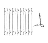 PATIKIL 12Pcs Double Alligator Clips, Long Tail Threaded Metal Alligator Clips Bendable Double Sided Clamp Sticky Notes Clamps for DIY Card Photo Sticky Notes Display, Silver