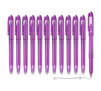 PATIKIL 12Pcs Erasable Gel Pens, 0.5mm Fine Point Heat Erasable Marking Pen with Cap Smooth Writing Fabric Markers for Sewing Drawing Writing Planner, Purple Ink