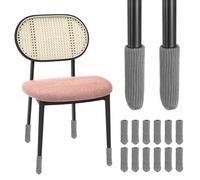 PATIKIL 12Pcs Knitted Chair Leg Floor Protector, Grey Furniture Chair Leg Socks Small Furniture Covers for Hardwood Floors High Elastic Reduce Noise Covers Furniture Pads for All Shapes