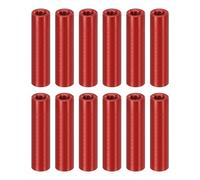 PATIKIL 12pcs M3 Metal Threaded Standoff Spacer Nuts, Round Aluminum Spacers Female Coupling Screws, 1/8" ID x 3/16" OD, Red, (22mm L)