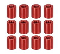 PATIKIL 12pcs M3 Metal Threaded Standoff Spacer Nuts, Round Aluminum Spacers Female Coupling Screws, 1/8" ID x 3/16" OD, Red, (6mm L)