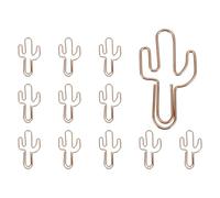 PATIKIL 12Pcs Paper Clip, Cactus Shape Metal Paper Clip Rust-Proof Small Cute Lovely Decorative Bookmarks for Notebook Document Office Home Supplies, Rose Gold