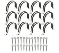 PATIKIL 12Pcs Pipe Clamps, 3 Inch 304 Stainless Steel Rubber Cushioned U Bracket Conduit Clamps Pipe Strap Wire Clips with Hexagonal Screw for Tube Hose Cord Installation, 77mm