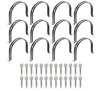 PATIKIL 12Pcs Pipe Clamps, 4-3/4 Inch 304 Stainless Steel Rubber Cushioned U Bracket Conduit Clamps Pipe Strap Wire Clips with Hexagonal Screw for Tube Hose Cord Installation, 120mm