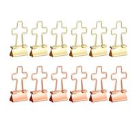 PATIKIL 12Pcs Small Binder Clips, Cross Shape Cute Binder Clips Paper Clamps Bulk Plating for Paper Bookmarks Planner Notes Letter Journals Office Supplies Bags Crafts, Rose Gold and Gold