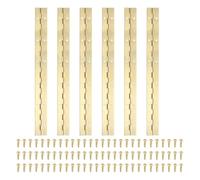 PATIKIL 12x1.2 Inch Piano Hinge,6 Pcs 304 Stainless Steel Continuous Hinge with Holes for Piano Gate Door Wooden Storage Box Cabinet Boat,Gold