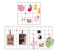 PATIKIL 12x12 in Wall Grid Panel, 3 Pack Wire Grid Panel Shelf Board Metal Gridwall Photo Pictures Display Hanging Organizer Mesh Frame Memo Board for Display DIY Craft Shows Home, Pink
