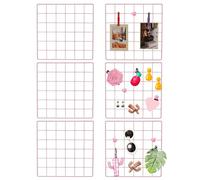 PATIKIL 12x12 in Wall Grid Panel, 6 Pack Wire Grid Panel Shelf Board Metal Gridwall Photo Pictures Display Hanging Organizer Mesh Frame Memo Board for Display DIY Craft Shows Home, Pink