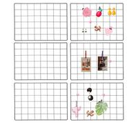 PATIKIL 12x16 in Wall Grid Panel, 6 Pack Wire Grid Panel Shelf Board Metal Gridwall Photo Pictures Display Hanging Organizer Mesh Frame Memo Board for Display DIY Craft Shows Home, Black