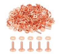 PATIKIL 12x4x16mm Leather Rivets and Burrs, 100 Sets Leather Rivets and Washers Copper Fastener Metal Studs Posts for Leather Craft, Belts, Wallets, Collars, DIY Crafts