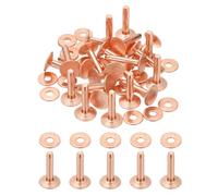 PATIKIL 12x4x19mm Leather Rivets and Burrs, 100 Sets Leather Rivets and Washers Copper Fastener Metal Studs Posts for Leather Craft, Belts, Wallets, Collars, DIY Crafts
