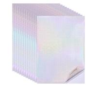 PATIKIL 12x8 Inch Holographic Laminate Sheets, 12Pcs Holographic Sticker Paper Transparent Vinyl Laminate Film A4 Waterproof Self Adhesive for Craft Books, Fine Sparkle Pattern