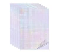 PATIKIL 12x8 Inch Holographic Laminate Sheets, 6Pcs Holographic Sticker Paper Transparent Vinyl Laminate Film A4 Waterproof Self Adhesive for Craft Books, Small Grid Dot Pattern