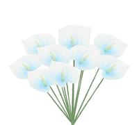 PATIKIL 13" Artificial Anthurium Lily Flowers, 10 Pack Permanent Flower Floral Arrangements Bouquet for Home Decor Bridal Wedding Festival Party, Blue White