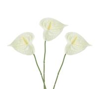 PATIKIL 13" Artificial Anthurium Lily Flowers, 3 Pack Permanent Flower Floral Arrangements Bouquet for Home Decor Bridal Wedding Festival Party, Beige