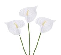 PATIKIL 13" Artificial Anthurium Lily Flowers, 3 Pack Permanent Flower Floral Arrangements Bouquet for Home Decor Bridal Wedding Festival Party, White