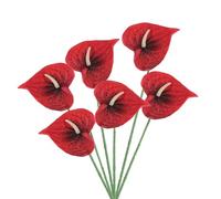 PATIKIL 13" Artificial Anthurium Lily Flowers, 6 Pack Permanent Flower Floral Arrangements Bouquet for Home Decor Bridal Wedding Festival Party, Dark Red