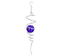 PATIKIL 13" Gazing Ball Spiral Tail, Decorative Wind Spinners 2" Glass Ball, Unique Gift Hanging Decor for Indoor Outdoor Garden Decoration, Navy Blue