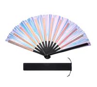 PATIKIL 13" Glitter Clack Rave Fan with Bag, Large Holder Folding Hand Fan Holder Handheld Fan for Women Edm Festival Club Party Dance, Purple