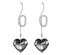 PATIKIL 13 Inch Crystal Ceiling Fan Pull Chains, 2 Pcs Beaded Ball Fan Pull Chain Heart Ceiling Fan Extender with Ball Chain Connector for Ceiling Light Lamp Fans, Grey