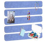 PATIKIL 13 inch Felt Bulletin Board Bar Strip, 10 Pack Self-Adhesive Wall Bulletin Felt Pin Board with 30 Push Pins Corkboard for Home Office Photos Memos, Sky Blue