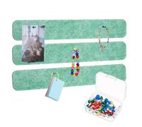 PATIKIL 13 inch Felt Bulletin Board Bar Strip, 3 Pack Self-Adhesive Wall Bulletin Felt Pin Board with 30 Push Pins Corkboard for Home Office Photos Memos, Autumn Leaf Green