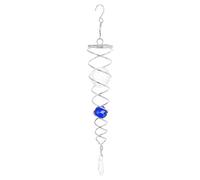 PATIKIL 13 Inch Gazing Ball Spiral Tail, Stainless Steel Wind Spinners Stabilizer with 2 Glass Balls Prism and Hanging Swivel Hook for Indoor Outdoor Garden Decoration, Blue