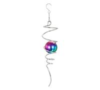 PATIKIL 13" Multicolor Wind Spinner, Decorative Garden Wind Spinners with Spiral Tail, Glass Ball, Solar Powered, Stainless Steel, 13x3 Inch